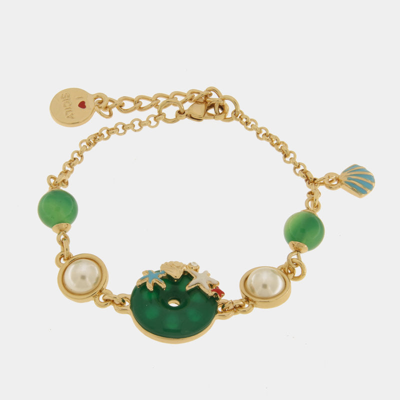 Bracciale in Metallo con pendente verde e stelle marine — collezione PANAREA