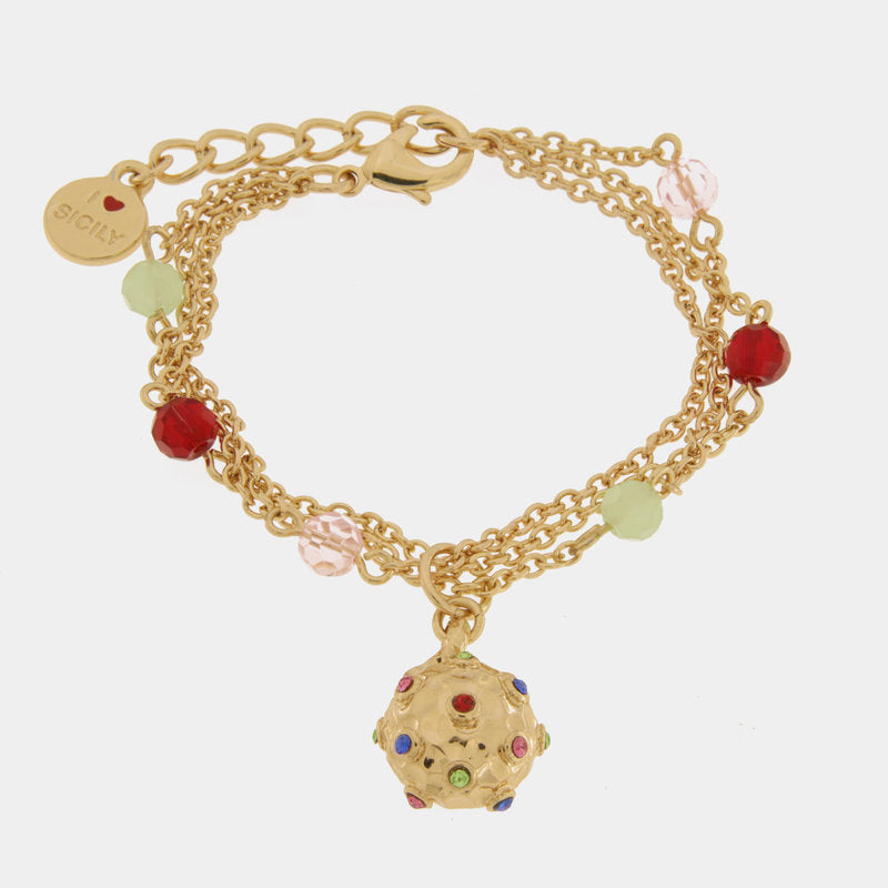 Bracciale in Metallo multifilo con pendente e perline multicolor — collezione PANAREA