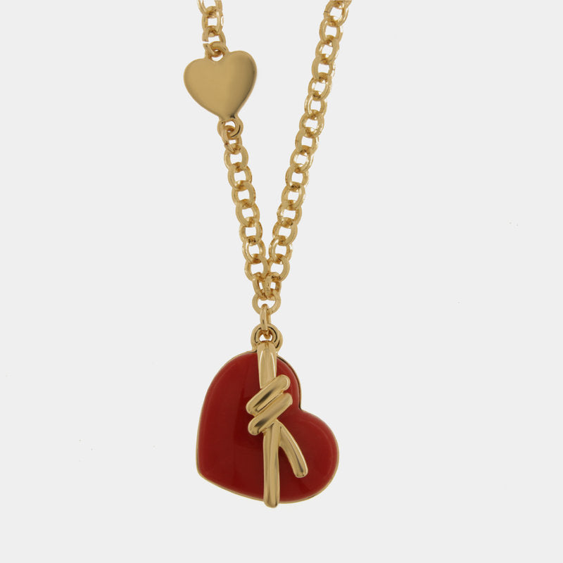Collana in Metallo con cuore rosso e nodo — collezione PANAREA