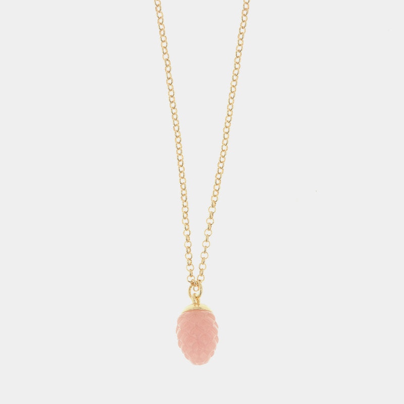 Collana in Metallo con pendente a forma di pigna portafortuna smaltata rosa — collezione PANAREA