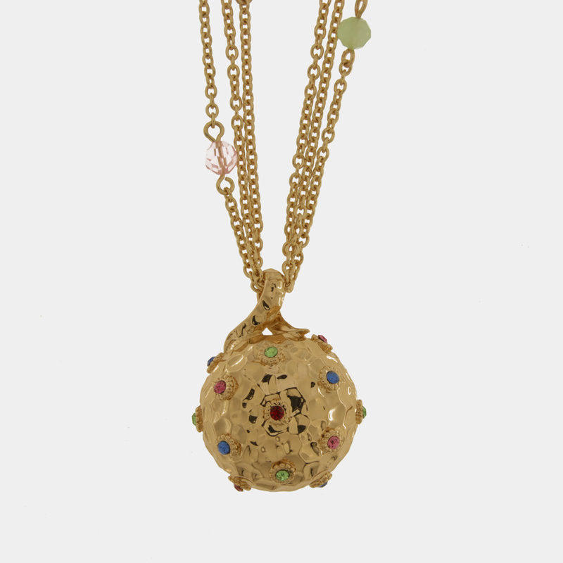Collana in Metallo multifilo con pendenti tondi e zirconi multicolor — collezione PANAREA