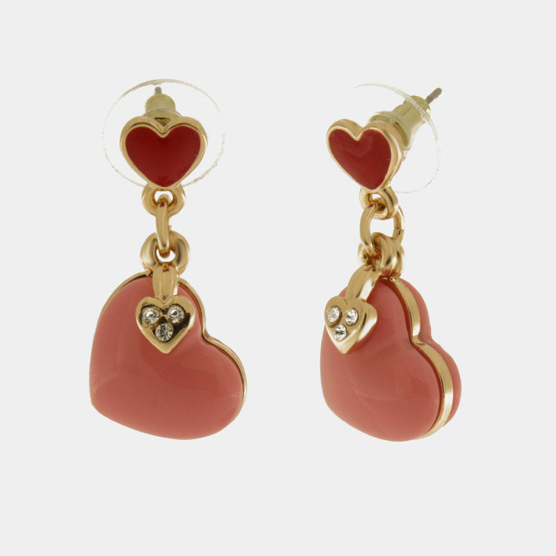 Orecchini in Metallo con cuore rosa e cuori zirconanti — collezione PANAREA