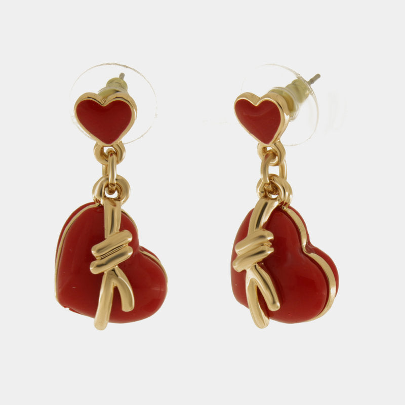 Orecchini in Metallo con cuore rosso e nodo — collezione PANAREA