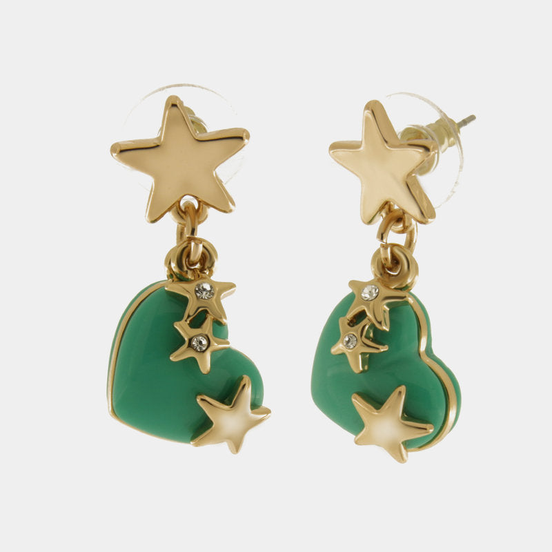 Orecchini in Metallo con cuore verdee stelle — collezione PANAREA