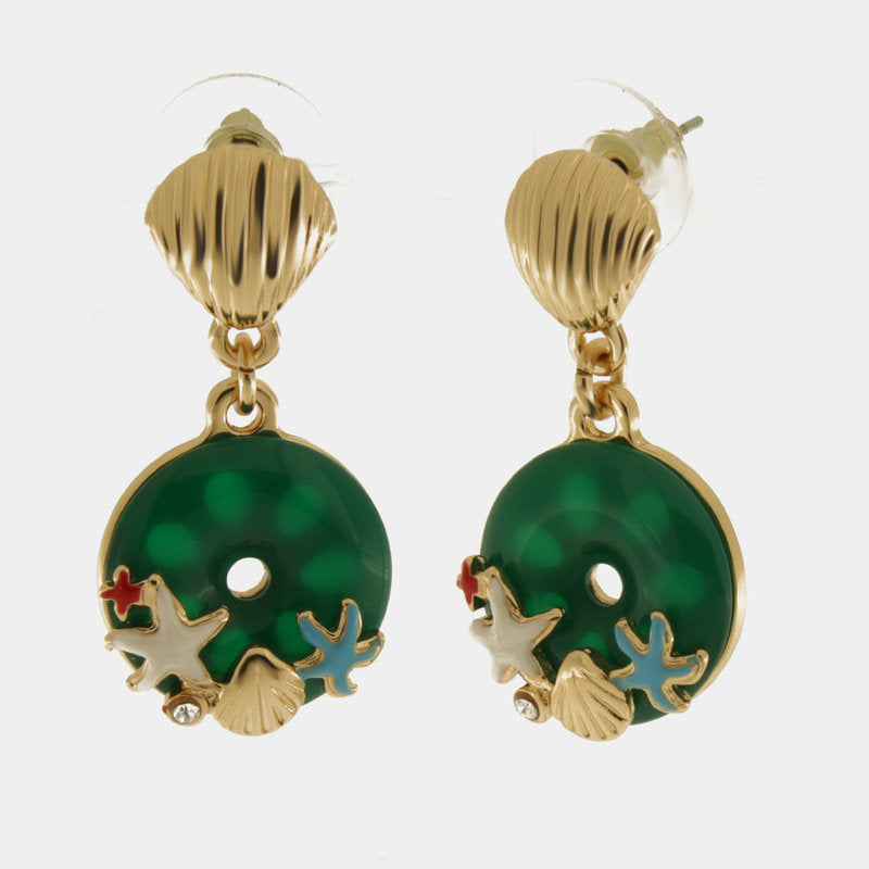 Orecchini in Metallo con pendenti verde con stelle marine — collezione PANAREA