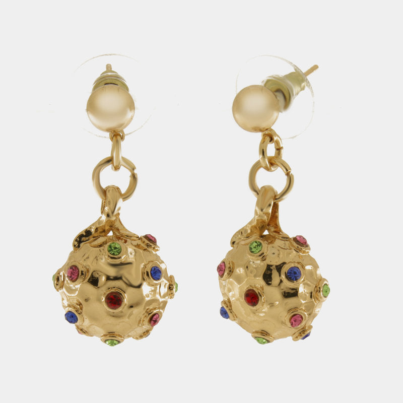 Orecchini in Metallo con perle e pendenti tondi e zirconi multicolor — collezione PANAREA