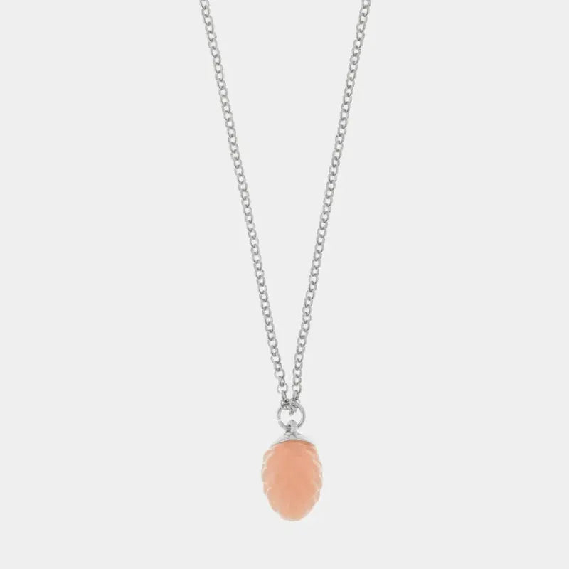 Collana in Metallo con pendente a forma di pigna portafortuna smaltata rosa — collezione PIGNA
