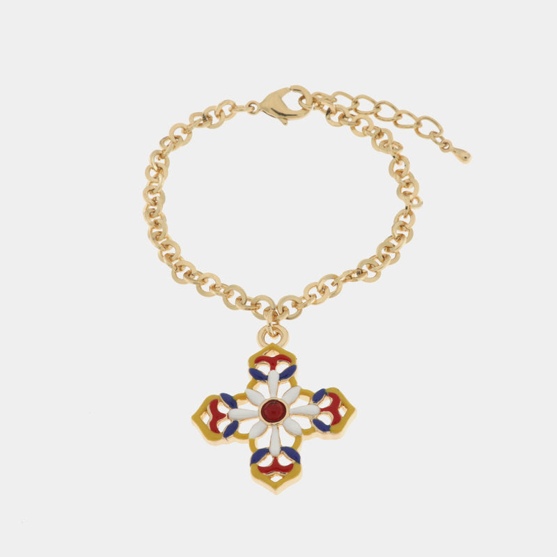 Bracciale in Metallo con croce colorata — collezione SACRO