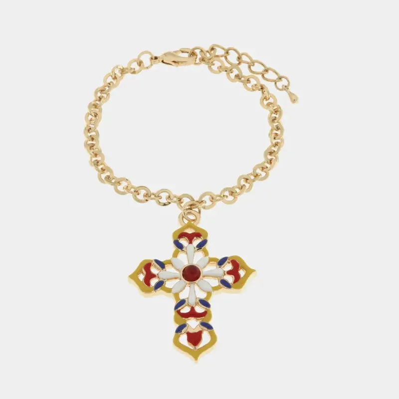 Bracciale in Metallo con croce colorata — collezione SACRO
