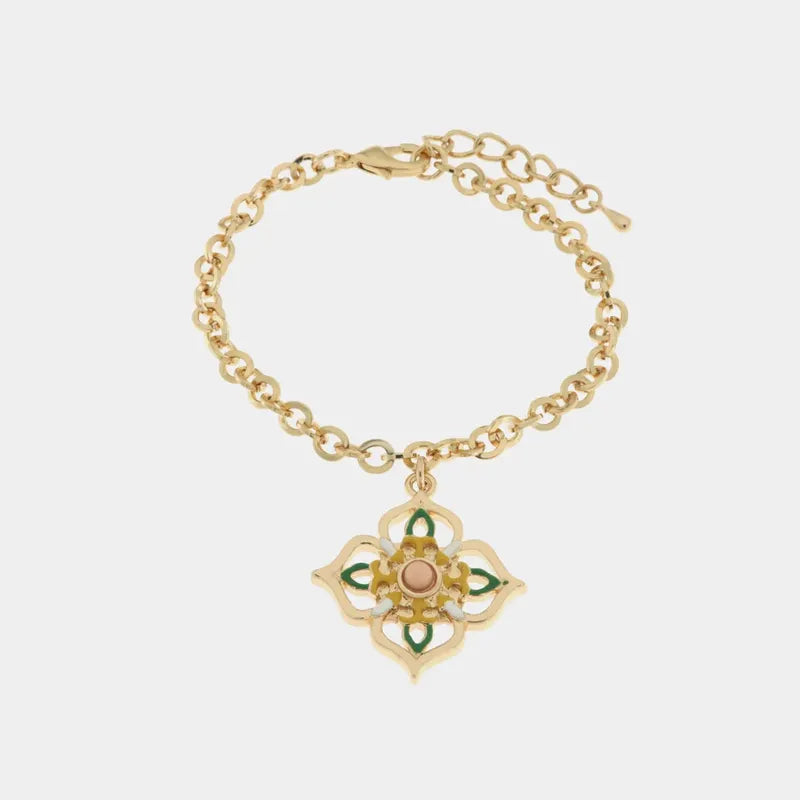 Bracciale in Metallo con croce di Malta  pendente impreziosita da maioliche — collezione SACRO