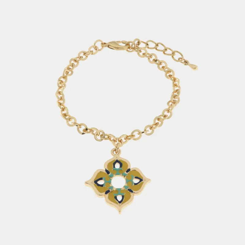 Bracciale in Metallo con croce pendente impreziosita da maioliche — collezione SACRO