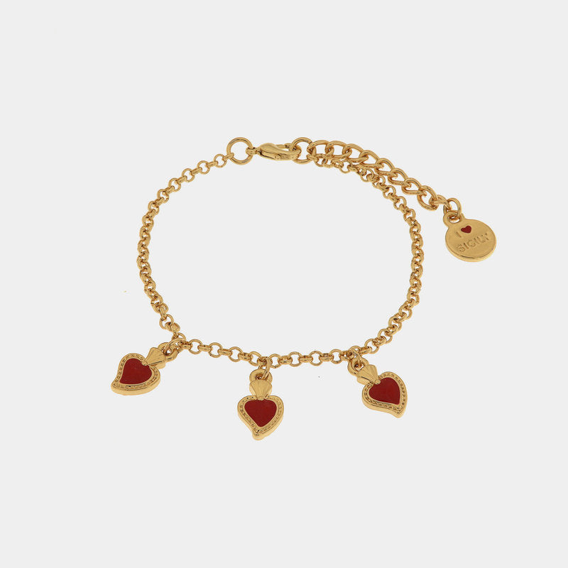 Bracciale in Metallo con cuori sacri pendenti — collezione SACRO