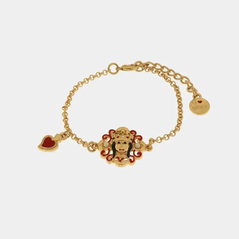 Bracciale in Metallo con madonna e cuore pendente — collezione SACRO