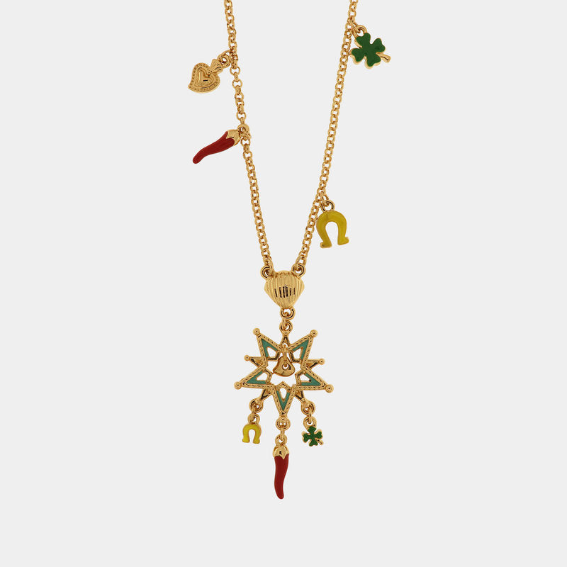 Collana in Metallo con amuleti sacri impreziositi da smalti colorati — collezione SACRO