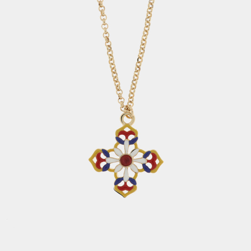 Collana in Metallo con croce colorata — collezione SACRO