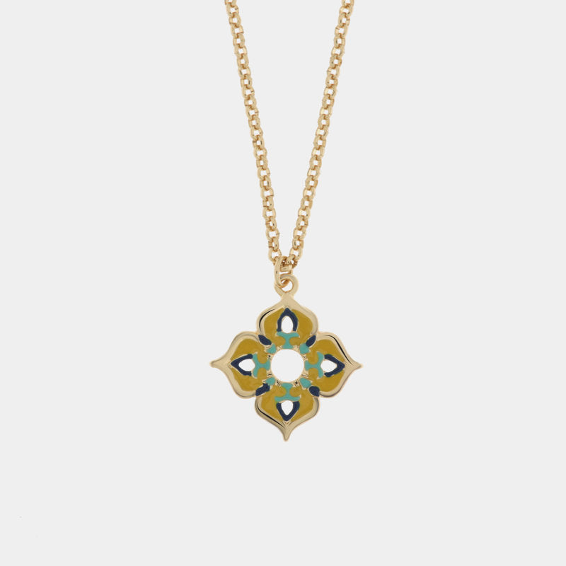 Collana in Metallo con croce impreziosita da maioliche — collezione SACRO