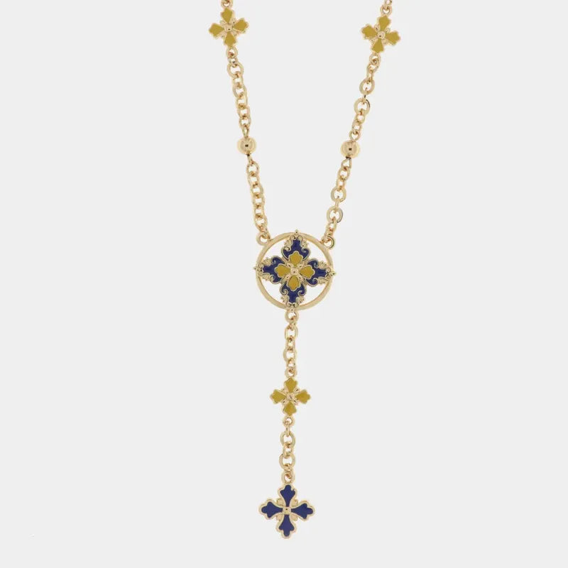 Collana in Metallo con croci di Malta colorate — collezione SACRO