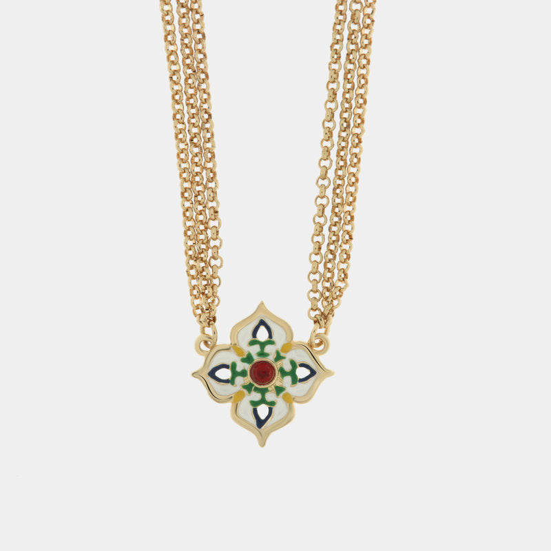 Collana in Metallo con maioliche colorate a forma di croce — collezione SACRO