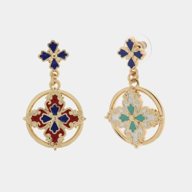 Orecchini in Metallo con croci di malta colorate — collezione SACRO