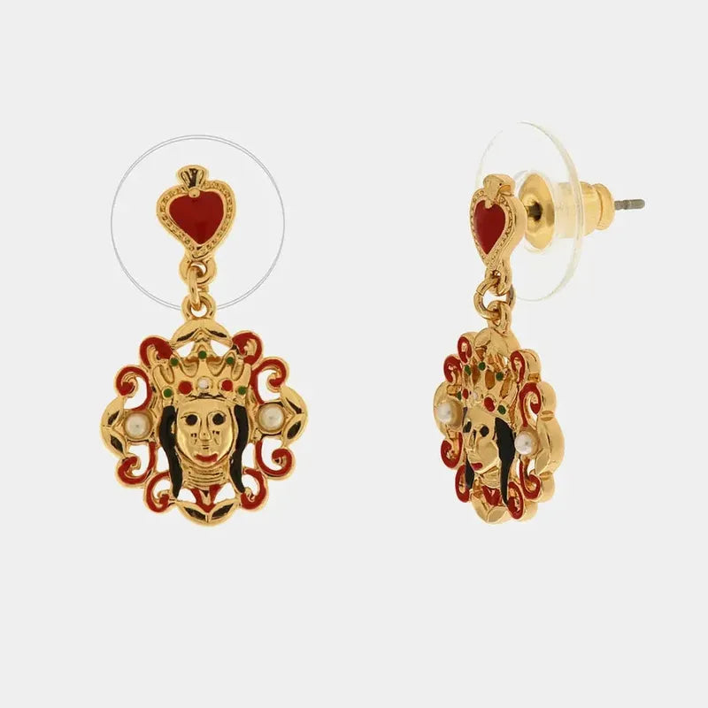 Orecchini in Metallo con cuore sacro a lobo e madonna pendente — collezione SACRO