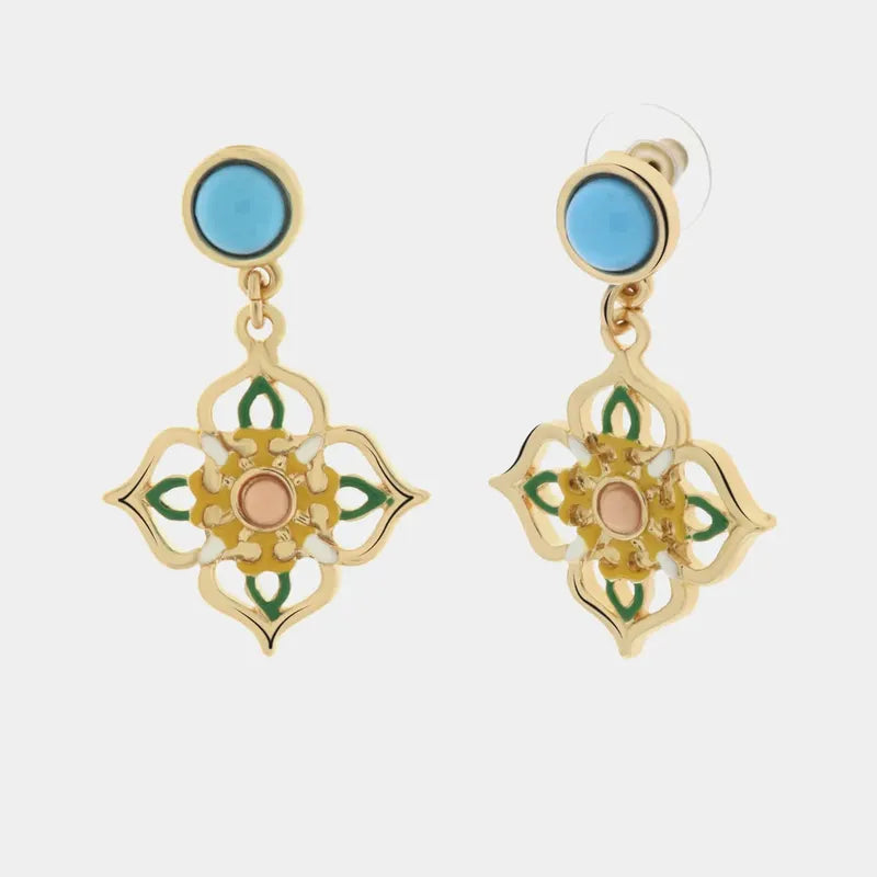 Orecchini in Metallo con maioliche colorate a forma di croce — collezione SACRO