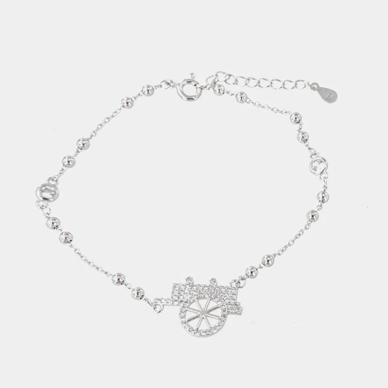 Bracciale in Argento 925 con ciondolo carretto siciliano, impreziosito da zirconi bianchi — collezione SICILY 925