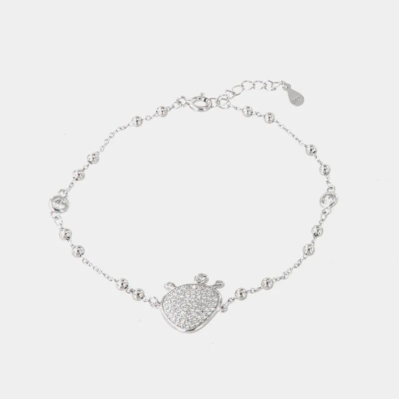 Bracciale in Argento 925 con ciondolo fico d'india, impreziosito da pavè di zirconi bianchi — collezione SICILY 925