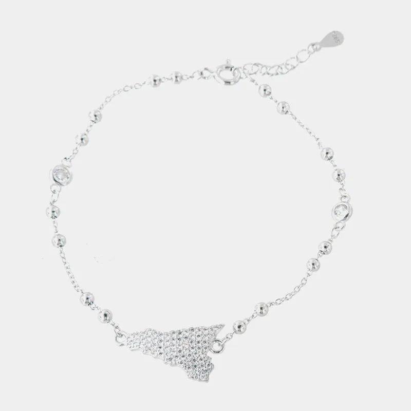 Bracciale in Argento 925 con forma isola siciliana, impreziosito da pavè di zirconi bianchi — collezione SICILY 925