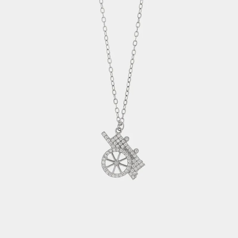 Collana in Argento 925 con ciondolo carretto siciliano, impreziosito da zirconi bianchi — collezione SICILY 925