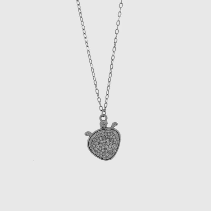 Collana in Argento 925 con ciondolo fico d'india, impreziosito da pavè di zirconi bianchi — collezione SICILY 925