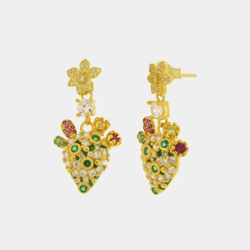 Orecchini in Argento 925 con cactus e zirconi colorati — collezione SICILY 925