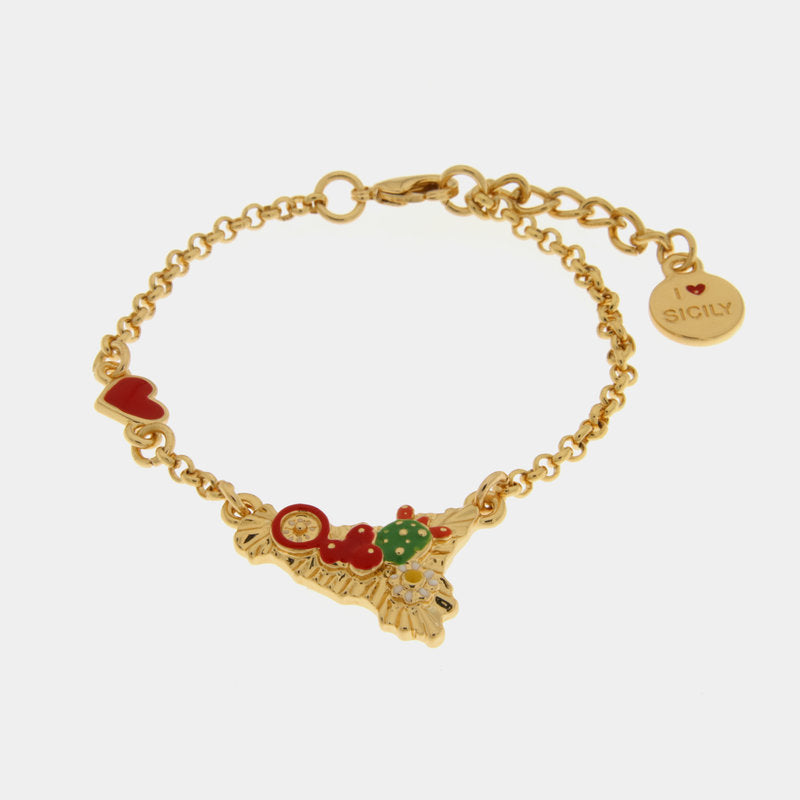 Bracciale in Metallo con sicilia e cactus — collezione TAORMINA