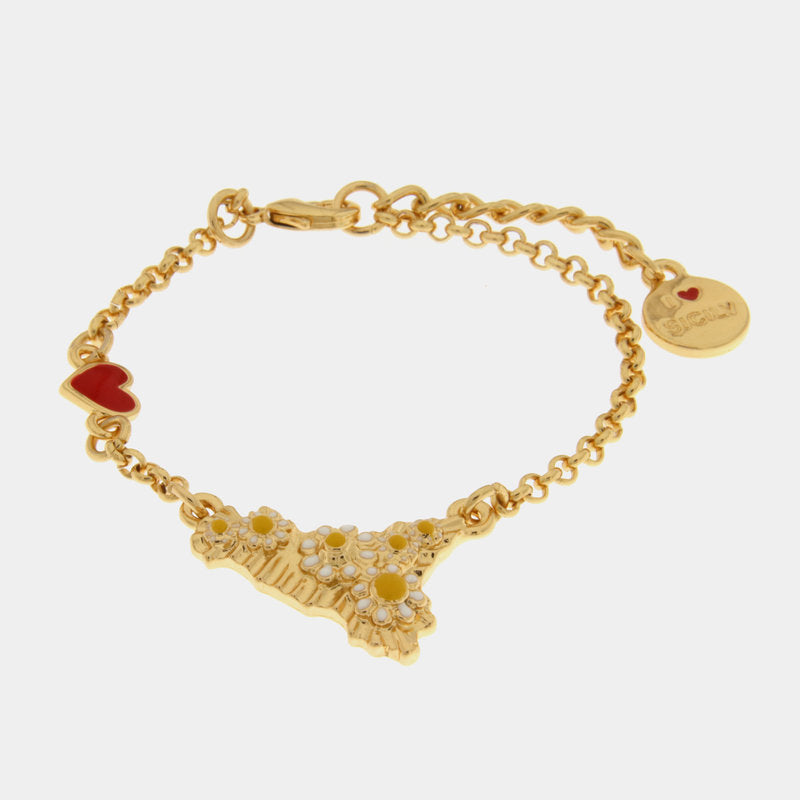 Bracciale in Metallo con sicilia e fiori — collezione TAORMINA