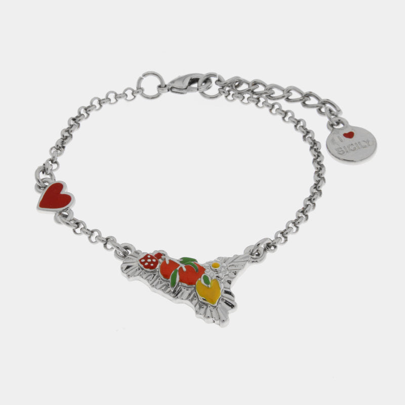 Bracciale in Metallo con sicilia e limoni — collezione TAORMINA