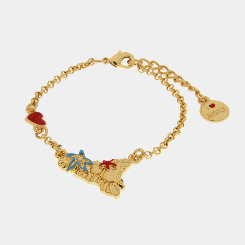Bracciale in Metallo con sicilia e stelle marine — collezione TAORMINA