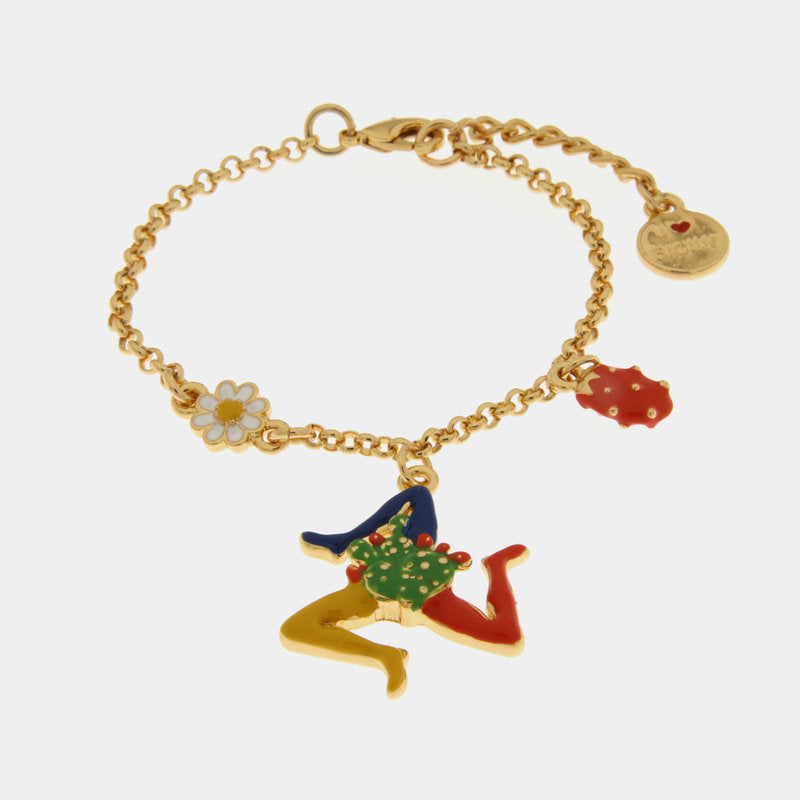 Bracciale in Metallo con trinacria e cactus — collezione TAORMINA