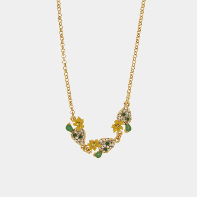 Collana in Metallo con cactus impreziosito da pietre colorati — collezione TAORMINA