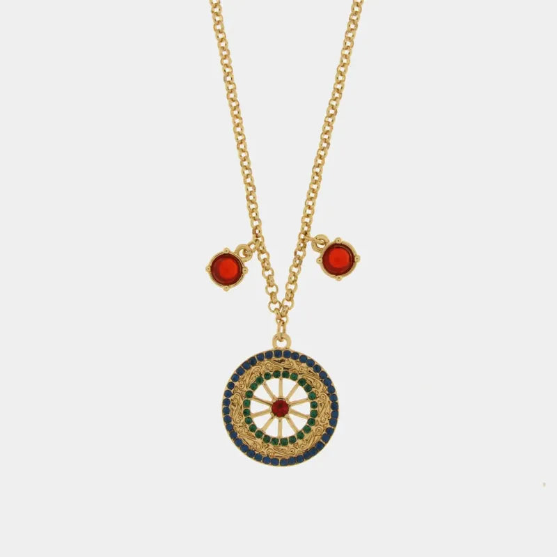 Collana in Metallo con ruota impreziosita da pietre colorati — collezione TAORMINA