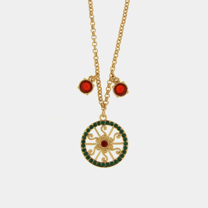 Collana in Metallo con ruota impreziosita da pietre colorati — collezione TAORMINA