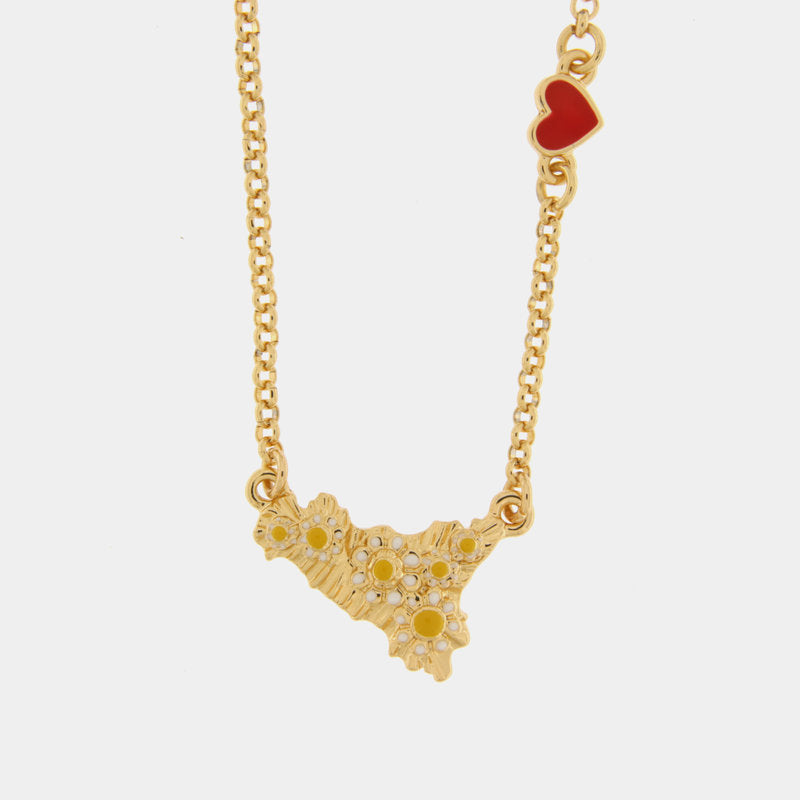 Collana in Metallo con sicilia e margherite — collezione TAORMINA