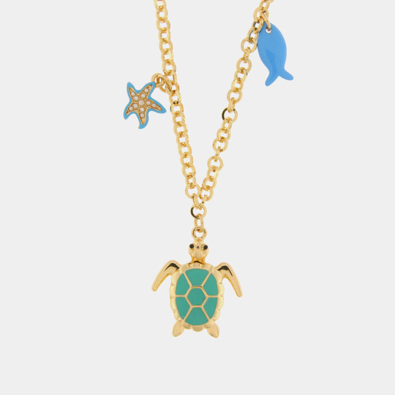Collana in Metallo con tartaruga verde, pesce e stella marina — collezione TAORMINA