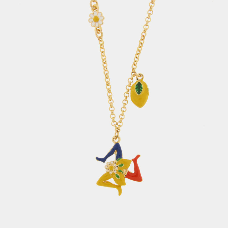 Collana in Metallo con trinacria e limoni — collezione TAORMINA
