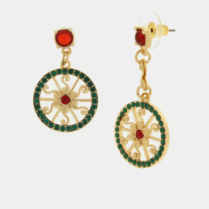 Orecchini in Metallo con ruota e cristalli colorati — collezione TAORMINA