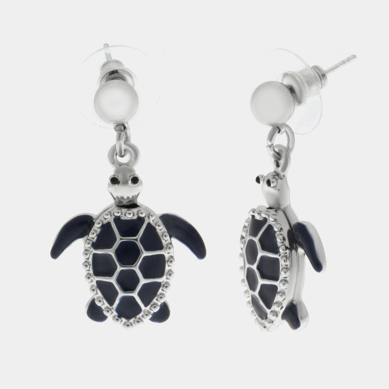 Orecchini in Metallo con tartaruga blu — collezione TAORMINA