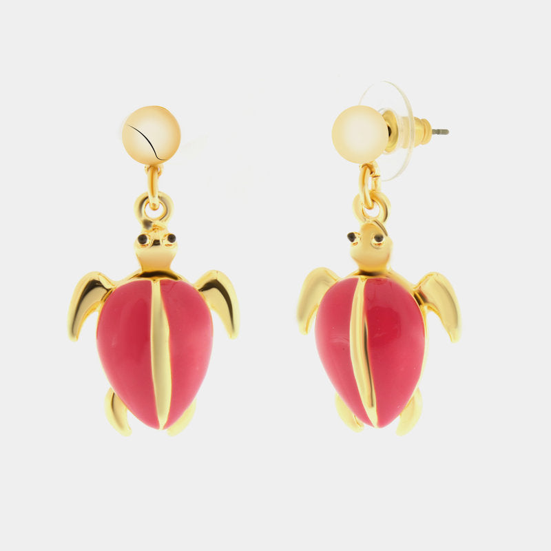 Orecchini in Metallo con tartaruga rosa — collezione TAORMINA