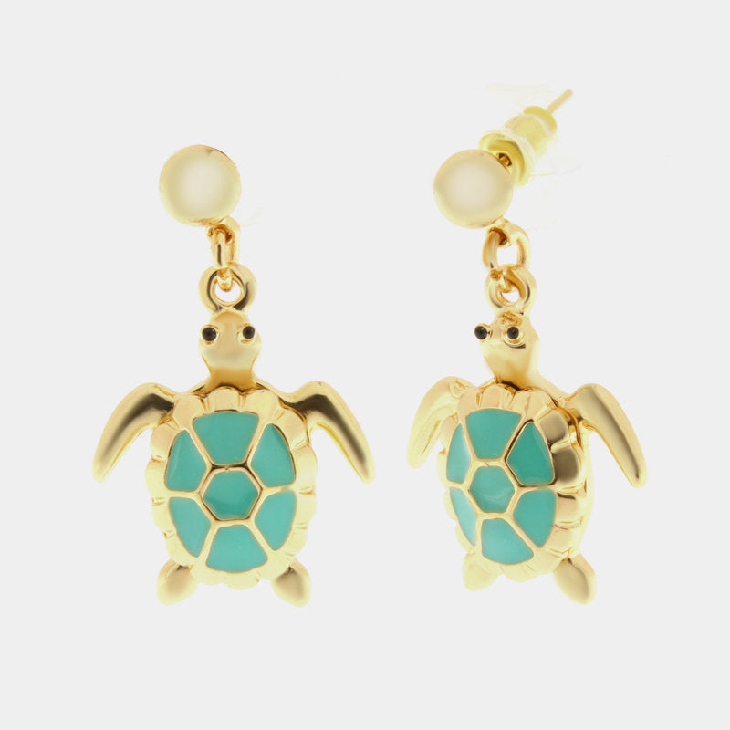 Orecchini in Metallo con tartaruga verde acqua — collezione TAORMINA