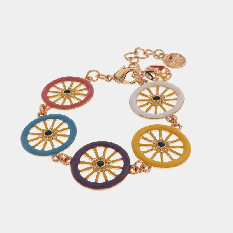 Bracciale in Metallo con ruote del carretto siciliano impreziosite da smalti colorati — collezione TRINACRIA