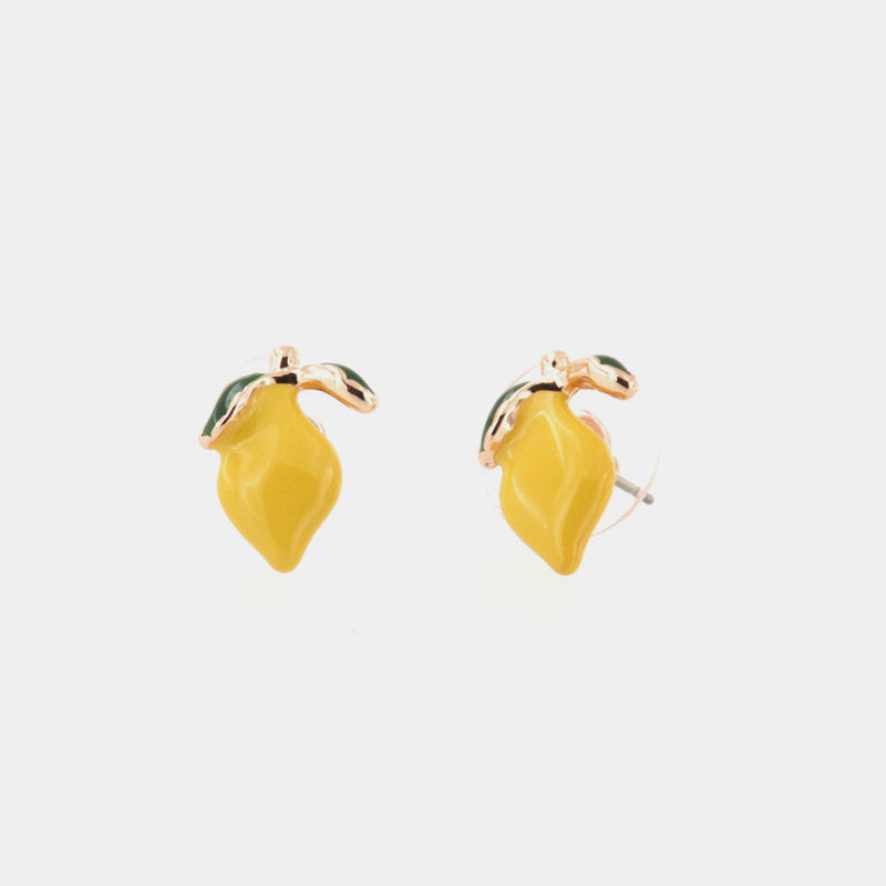 Orecchini in Metallo limoni a lobo, impreziositi da smalti colorati — collezione TRINACRIA